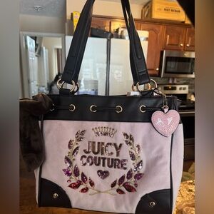Juicy Couture Brown and Pink Tote with Embellishments